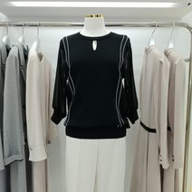 막스카라 라운드넥 장식 니트블라우스02QKR345/B1