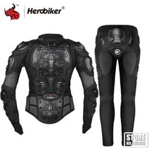 레이싱자켓 HEROBIKER남녀 공용 오토바이 재킷 크로스 인듀로 레이싱 보호 장비 풀 바디 아머, MC1001-MP1004 BK+S