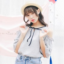 이너 상의 스타일리쉬 여름옷 미들 소매 오프숄더 어깨트임 쉬폰 여성의류 와이셔츠 반팔셔츠 2039810215