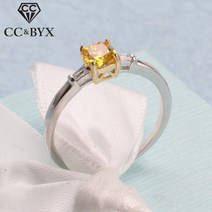 여성을 위한 CC 반지 작은 사각형 돌 노란색 큐빅 지르코니아 Diamant 패션 주얼리 신부 웨딩 Bague CC1492, [06] 10