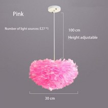 대형샹들리에 미니 샹들리에조명 북유럽 깃털 샹들리에 크리 에이 티브 요정 펜던트 램프 거위 침실 키즈, 09 Pink 30cm