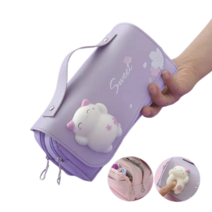 칠나무 대용량 여학생 파우치 필통 귀여운 소녀 입학선물, 21*10.5*5.5cm, 퍼플