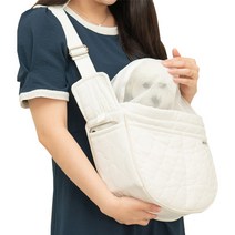 부투펫 강아지 슬링백 이동가방 고양이 포대기 기내용 이동장 산책가방, 까꿍백 아이보리, L
