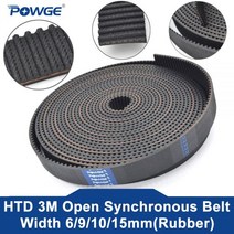 POWGE 높은 토크 HTD 3M 오픈 동기 타이밍 벨트 폭 69101520mm 길이 5M10M50M 네오프렌 고무 HTD3M 풀리 CNC, 15mm, 5Meters