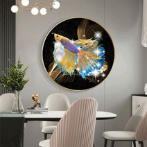 푸아이 3D 보석십자수 원형 부귀 잉어 +행운십자수+LED펜 엄격한검사 고객서비스 판매자 푸아이 확인구매LMP521, 1세트, 도안사이즈60cm