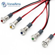 vaneaims 금속 신호등 fxb6f-led 소형 전원 표시등 램프 6mm 방수 ip67 12v 24v 220v 빨간색 녹색 노란색 흰색 파란색, 12-24v