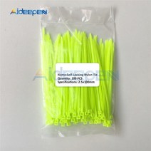 케이블부싱 100 개/몫 2.5*150mm 플라스틱 미끄럼 방지 와이어 지퍼 타이 세트 150mm 자동 잠금 나일론 내, 10 Fluorescent green