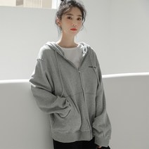 vsyoy여성 맨투맨 레터링 그레이 후드 가디건 캐주얼 코트