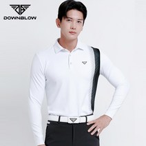 다운블로우 남성 골프웨어 사선카라티셔츠(화이트) 골프옷 필드복 긴팔 남자