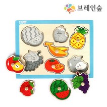 브레인숲 손잡이 퍼즐-과일/ 우드피아 꼭지퍼즐 원목교구 유아퍼즐, 단일 수량