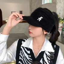 다오라인 여성 가을 겨울 니트 기모 챙 골프 큐빅 모자 썬캡