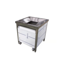 잔반처리대 급식실 음식물 짬 수거대 퇴식구 싱크대, 뒤없는 카트 둥근 구멍을 가진 70x70x80