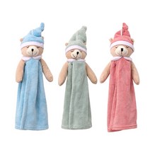 시우리빙 곰돌이 인형 핸드타올 주방 욕실 수건, 1세트, 핑크,민트,스카이