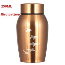 반려동물유골함 250ML 골드/실버 스테인레스 스틸 항아리 애완견 고양이 새 햄스터 화장 재 기념품 관 동물, 09 Gold Bird