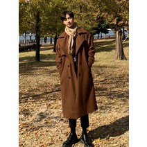 코트 캐러멜 블랙 소프트 따뜻한 모직 트렌치 새시 더블