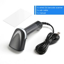 바코드스캐너 휴대용 유선 1D QR 2D 바코드 스캐너 USB CCD PDF417 데이터 매트릭스 이미지 자동 스캐닝, [01] Black, 01 Black