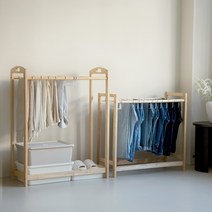 올모 원목 바지걸이 행거, 캐스터형, 네츄럴