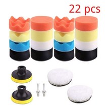 3인치 버핑 패드 7/8/11/22pcs 자동 연마 휠 키트 버퍼 + M14 드릴 디스크 왁싱 스폰지, 04 22pcs