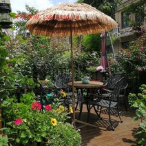 하와이 제주도 파라솔 동남아 옥상 밀짚 그늘막 어닝, 1.4m파라솔+받침대