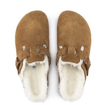 버켄스탁 보스턴 시어링 퍼 뮬 슬리퍼 스웨이드 밍크 블랙 Boston Shearling