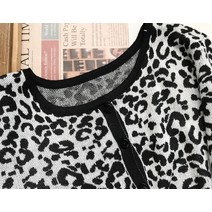 단추 넥 롱가디건 레오파드가디건 호피 루즈핏 캐주얼 니트가디건 박시핏 배색 도톰한