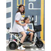 3인승 초경량 전기자전거 통근 등하원 3륜 접이식 자전거, 400W 전기자전거 8A/30km 2인승