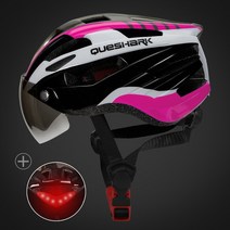 Queshark Led 라이트 모든 도로 산악 자전거 Casco MTB 자전거 중간 미등 안전 모자 58 64cm, BM