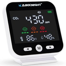 AirKnight 9-in-1 실내 공기 품질 모니터 실내 휴대용 CO2 모니터 | VOC 센서 | 포름알데히드 탐지기 AQI PM2.5 + 4 기타 홈 모니터링 | 공기 품질 테, AirKnight Premium CO2 Monitor