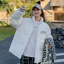 팀플러스 여성용 루즈핏 숏패딩 점퍼 패딩 자켓