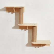DIY 구름다리 원목 캣워크 캣워커 고양이 벽걸이 캣타워 벽선반 투명해먹, 벽면계단2개