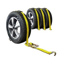 Autofonder 645762 오토폰더 헤비 듀티 차량 타이 다운 키트 10000lb 보장 파손 강도 자동차 트럭 UTV용 4 고무 블록 휠 스트랩이 있는 프리미엄 2