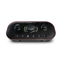 Focusrite Vocaster One — 솔로 크리에이터로 녹음하기 위한 팟캐스트 인터페이스. 쉬운 팟캐스트를 위해 자동 게인 향상 및 음소거 사용. 작고 가벼우며 컴퓨터로, Vocaster Two