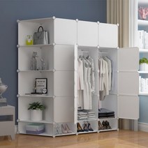 MBH 간단한 옷장 플라스틱 공장 도매 어셈블리DIY무료 조합 조립 수지 마술 조각 저장 캐비닛 옷장 미니수납장 옷장 모듈 수납장 옷수납장 수납장 모듈수납장, 보강 시트＋자물쇠로/순백17문3매달려 하프 코너