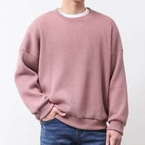 [오버나인] 남자 박스 오버핏 골지 라운드 스판 니트