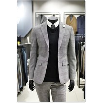 신원아울렛 라이트그레이 멀티 체크 정장 수트 (DJ220PCD60GYL)