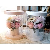 쉼표플라워 러블리 비누꽃 원형 플라워 박스, 핑크