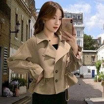 숏트렌치 키작녀 여성 반 코트