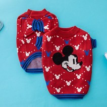 디즈니 두꺼운 개 스웨터 겨울 니트 따뜻한 강아지 옷 포메라니안 요크셔 fadou 조수 브랜드 애완 동물 의류 dashund dog, 빨간색, xxl