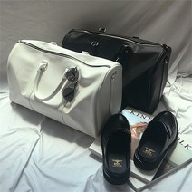 여행용 블랙 화이트 가죽 보스톤 보스턴 가방 (8833282)