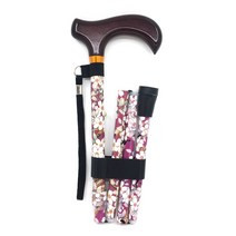 홈케어 접이식 패션 지팡이, 1개, 브라운꽃무늬