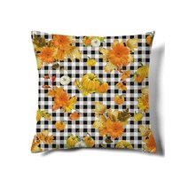 호박 & 체크 무늬 쿠션 커버 1 장 필러 없음. 그 가을 시간. 호박 시간. 가을 장식. 가을. 호박의 계절