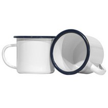 발묵 만화 청백점 에나멜 머그컵 평판 테두리 법랑컵, 301-400ml, 흰색