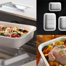 호로호로세라믹밧드 도자기 세라믹 사각 화이트 발뮤다 트레이 오븐 토스터기 그릇, 특대