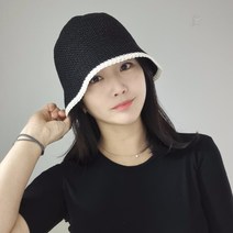 배색 린넨 마 벙거지 버킷햇 봄 여름 여성모자 국산