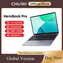 CHUWI-히어로북 프로 윈도우즈 11 노트북 14.1 인치 FHD 디스플레이 인텔 Celeorn N4020 CPU LPDDR4 8GB 2, 02 Laptop