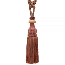 정교한 수제 커튼 & 드레이퍼리 태슬 타이백 길이 30.5cm(12인치) 스프레드(81cm) (스타일#TBBL1) 골든 베이지 브라운 #5207 (라이트 브라운 다크 베이지, Rose Bouquet Red Multicolor #7