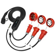 전기차충전기 11KW 16A 3 상 전기 자동차 충전기 EV Wallbox IEC 62196 유형 2 CEE16 빨간색 플러그 5 미터 휴대용 충전기, 10meters and adapter, Type2