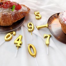 숫자초 케이크 생일초 기념일 파티 골드 0번 촛불, 숫자 5번 초