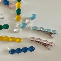국내제작 조약돌 호마이카 컬러 아크릴 여름 옆머리 미니 포인트 축제 워터밤 흠뻑쇼 헤어핀 집게핀, 블루