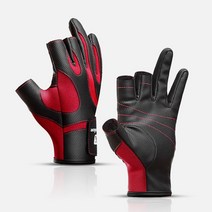 오늘출발 겨울용 기모 HOOKSET 피싱프로 3컷 낚시장갑, 레드